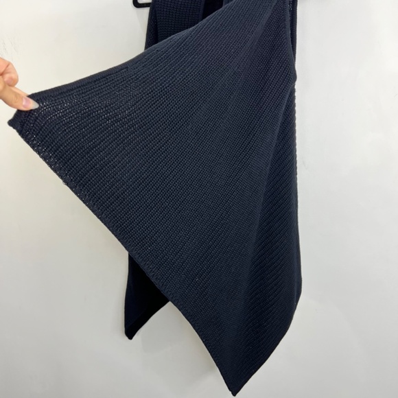 DKR black pure cotton waterfall sleeveless open front cardigan sweater vest M - Picture 9 of 11